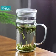 Office Tea Cup Transparent Glass Teapot Filter Tea Cup with Handle Office Mug Heat-resistant Glass C