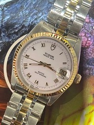 🌈🌈新貨返啦🌈🌈Tudor Prince Oyster Date 74033 連原裝Tudor金鋼帶 👔🤍原裝白羅馬面 34mm 淨錶🤍狀態一流👍🏻👍🏻VU1196（旺角店）