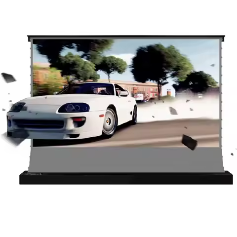 16:9 HDTV ALR Electric Floor Ascending Projector Screen with Remote Control Motorized Ambient Light 