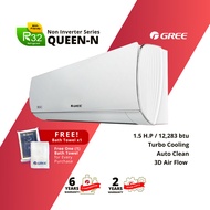 Gree Queen Non-Inverter R32 Aircond (1.5HP) GWC12ACC