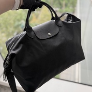 LONGCHAMP 黑色尼龍 手提托特包 旅行袋