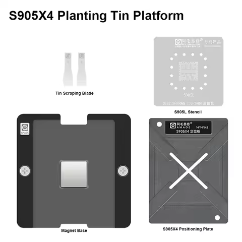 AMAOE S905X4 S905X Planting Tin Platform Set for S905L/905Z IC Strong Magnetic 0.20mm BGA Reballing 