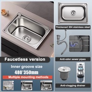 ✨Basin + faucet + drainage✨304 stainless steel kitchen sink Household high quality vertical sink was