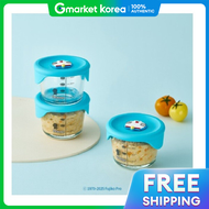 กล่องอาหารเด็ก LocknLock Doraemon 230มล. ชุด 3 ชิ้น  กล่องข้าวแก้วแช่แข็งพร้อมฝาซิลิโคนรูระบายไอน้ำ