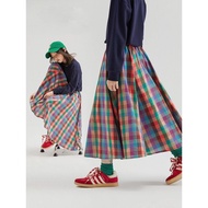 [kumi] 2025 Early Autumn New Style Girls Skirt Colorful Plaid Umbrella Skirt 100-160cm Medium Large 