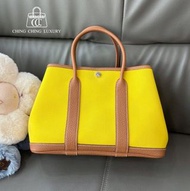 Hermes🌈Garden party 30💛金棕×琥珀黄帆布拼皮💛99.8新🌈閒置🌟Stamp C🌟gardenparty🌟gardenparty30🌟canvasgardenparty愛馬仕🌟