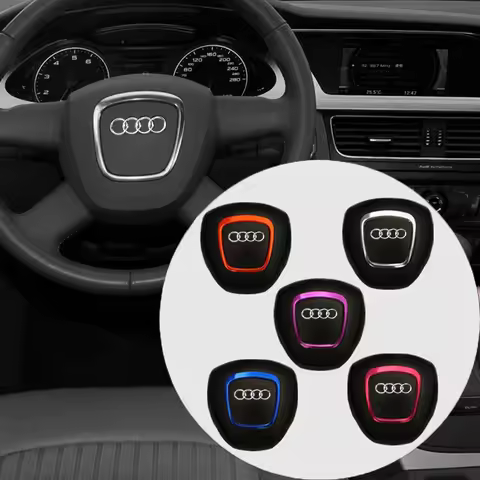 Car Styling steering wheel center logo Covers Stickers Trim for Audi A4 B6 B7 B8 A6 C6 A5 Q7 Q5 A3 8