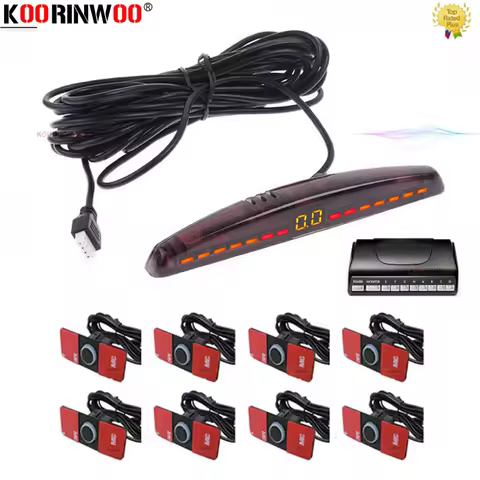 Koorinwoo Dual Core CPU Car Parking Sensors 8 Radars 4 Front 4 Back Rear Probes Parktronic System Au