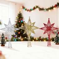 Christmas Gold Pink Snowflake Tree Top Star Decorations Christmas Tree Hollow Gold Silver Red Top St