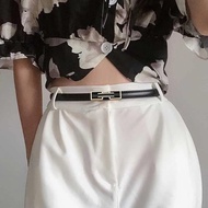 Vintage Solid Color Women Thin Belt PU Leather Metal Buckle Women's Belt Skirt Jeans Accessories