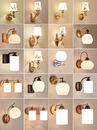 Zhongshan Guzhen Nordic solid wall lamp, sleeping, natural wood, vintage, simple, bridge backlight