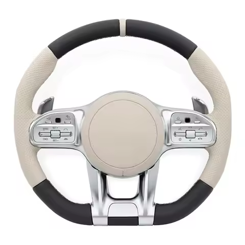 For Mercedes-Benz 809 Steering Wheel Full Leather Beige Perforated Grip Beige Stitching Beige Marker