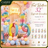 32 INCH 0-9 FOIL BALLOON RAINBOW STAND BALLOON WITH MACAROON BALLOON DECORATION