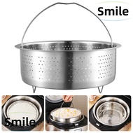 SMILE Food Steamer Basket, Insert Steamer Pot Stainless Steel Steaming Grid, Multi-Function Cooking Accessories Rice Pressure Cooker Silicone Handle Drain Basket Kitchen