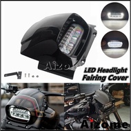 AI Motorcycle 9.8 inch LED Headlamp Front Cowl For Harley Softail M8 Black Headlight Fairing Cover F
