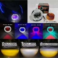 (BILLED PROJECTOR) MINI FAN LED PROJECTOR LIGHT 2.5 INCH SPIRAL UNIVERSAL MOTORCYCLE CAR Lampu LED M