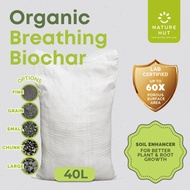 Nature Hut 40L Organic Breathing Biochar , Grain Chunky or Large - Plant Soil Enhancer , Use Less Fertilizer