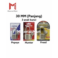 30MM Long Home Padlock | 30MM Nickel Door Padlock satin | Padlock Padlock | Material Mart