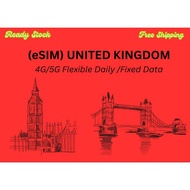 (eSIM) United Kingdom (UK) Unlimited Travel Roaming Data eSIM with 4G speed