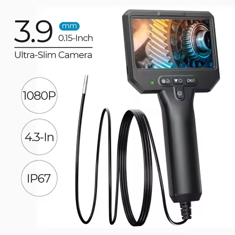 3.9mm Endoscope Camera with 4.3" Screen 1080P HD Industrial Inspection Borescope Semi-rigid Cable Fo