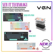 VGN N75 Pro & V87 Tri-Mode HotSwappable Mechanical Wireless Gaming Keyboard-Strawberry Pudding / Ste