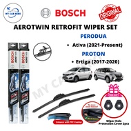 BOSCH Aerotwin Retrofit U Hook Wiper Set for Perodua Ativa (2021+) / Proton Ertiga (2017-2020) (21"/