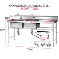 Right Table Double Sink Commercial Stainless Steel Deep Bowl Sink Set With Stand Sinki Berkaki Komme