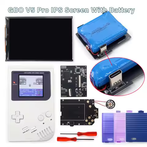 GB DMG IPS V5 Pro LCD Backlight W/Type C Rechargeable Battery Screen Kit FRM OSD Menu For Game Boy G
