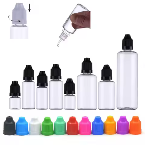 10PCS 3ML-100ML Empty Plastic Dropper Dropping Bottles Portable Eye Liquid Oils Refillable Container