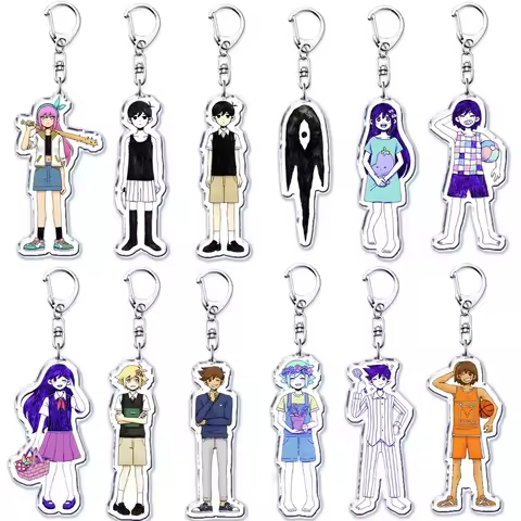 Popular Game Omori Keychain for Bags Pendant Basil Mari Aubery Kel Hero Sunny Something Eye Key Chai