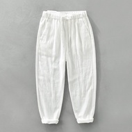 2023 Spring Summer New Pure Color Plain Cotton Linen Pants Men Clothing Casual Simple Oversize Trousers