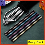 Stainless Steel Metal Drinking Straw Straws Straight Bent Reusable Washable