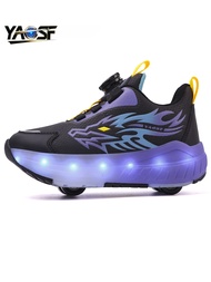 YAOSF Upgraded Stability Detachable 2 In 1 Sports Shoes For Kids And Teens Street Cool Skating Shoes