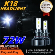 2PCS H4 LED Headlight for Car H4 H7 H8 H9 H11 led Bulb 12V 72W 10000LM 6000K Headlamp