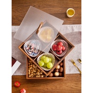 Dried Fruit Tray Four-Grid Snack Storage Box Living Room Household Snack Tray with Lid Compartment C