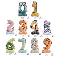 Animal stand number Foil balloon +- 60cm