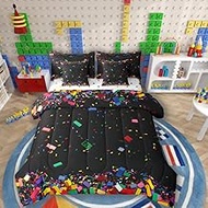 Erosebridal Construction 7 Piece Comforter Set Full Bed in a Bag,3D Building Blocks Bedding Sets,Col