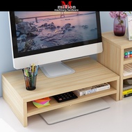 (2-Tier) Wooden Monitor Stand Monitor Riser Computer Table Top Eye Level Elevated Rack With Keyboard Storage