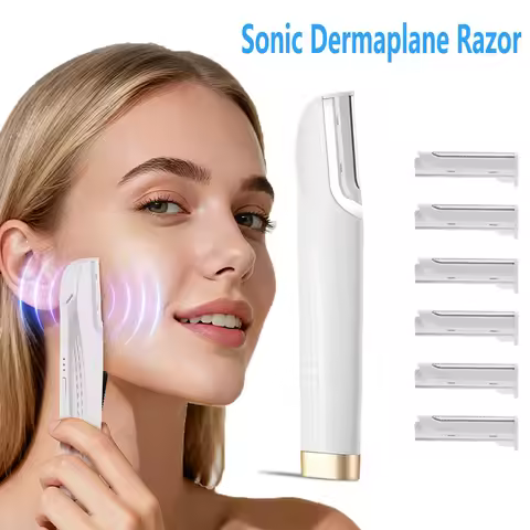 Electric Women Sonic Dermaplaning Razor Facial Exfoliation Hair Remover LED Face Fuzz Hair Scraper 6
