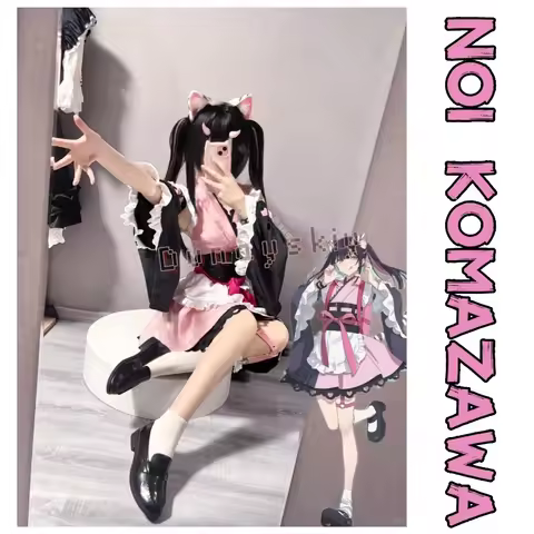Kawaii Jirai Kei Maid Komazawa Noe Cosplay Costume Wig Furry Ears Tail Femboy Outfit Princess Kaguya