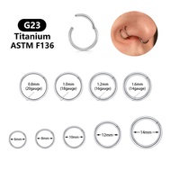 1 PC 20G/18G/16G/14G G23 Titanium Steel Nose Septum Clicker Piercing Hoop Ring Cartilage Earrings No
