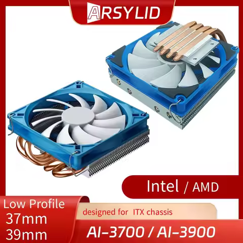 Arsylid AI-3900 Low Profile 39mm 37mm CPU Slim UP Blowing 4 Heat Pipe AM4 LGA1700 LGA1200 LGA115x Ra