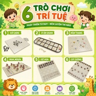 1.1 Set of Four Board Games for Children, Checkers Set, O An Quan,.. Wooden Folk Games