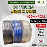 8mm (OD) X 5mm (ID) X 100m (Roll) Durable Polyurethane Pneumatic Polyurethane Tube PU Tube PU Air Ho