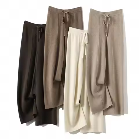Women's cashmere pants 100% Merino wool broadfoot pants Women's knit loose knit pants Fall/Winter 20