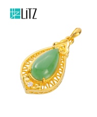 LITZ 999 (24K) Gold and Jade Pendant P162