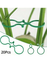 20 piezas de clips de sujeción de cinta de vid de jardín de plástico para atar plantas y sostener anillos de hebilla, herramienta de soporte para plantas de tomate en el jardín