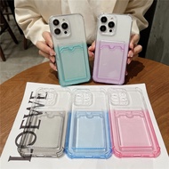 Colorful Gradient Card Holder Photo Pocket Phone Case For Huawei Y5 Y6 Y7 Pro Prime 2019 2018 Y6P Y6S Casing Ultra Slim Transparent Soft Shockproof Cover