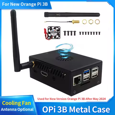 New Orange Pi 3B Metal Case Black Aluminum Shell Cooling Fan Antenna Optional for New Version Orange