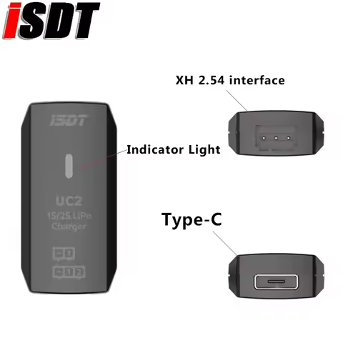 ISDT UC2 1S/2S LiPo Smart Battery Balance Charger USB Type-C Input Port XH2.54 Balance Port Direct C